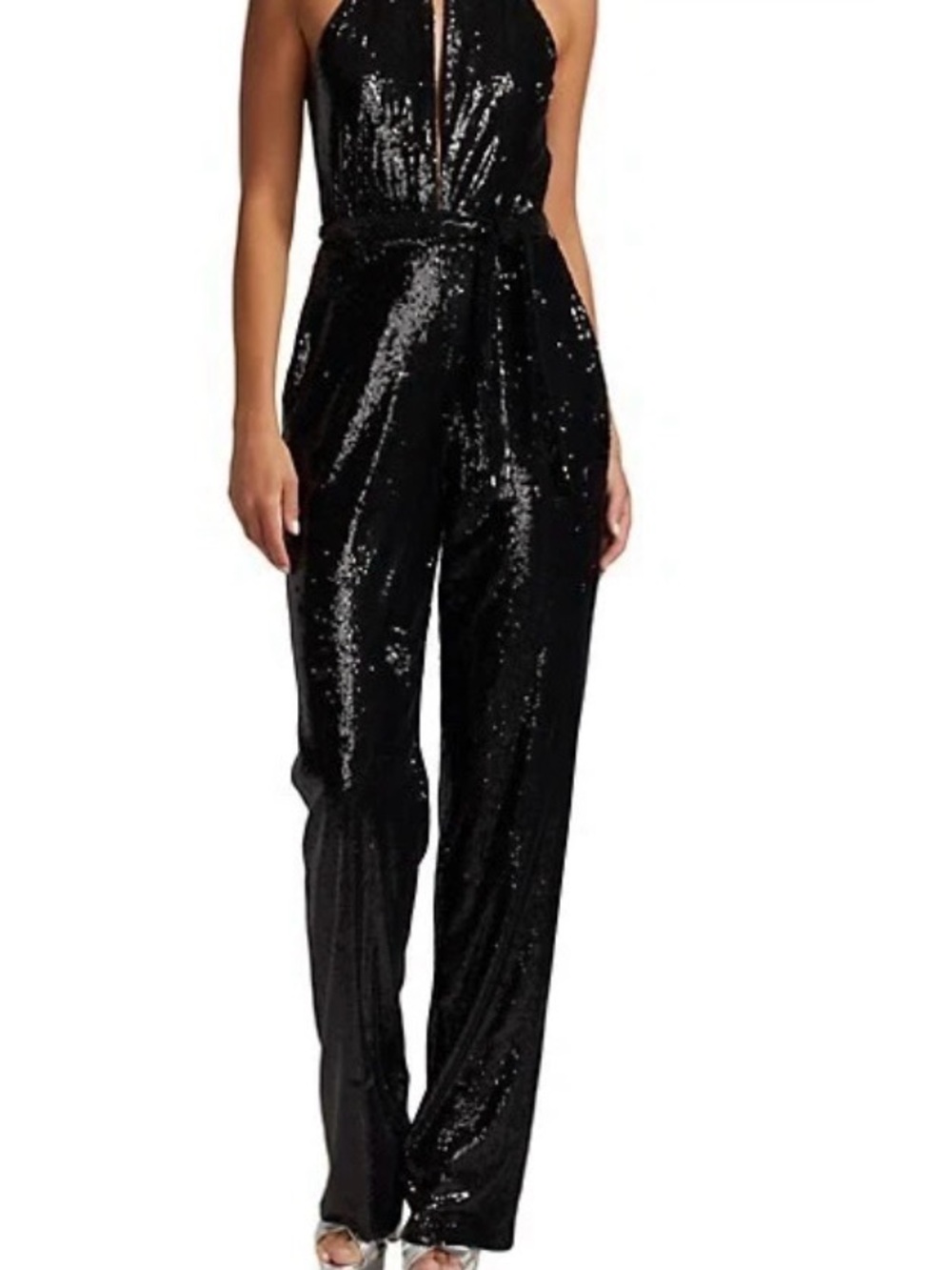Like new Halston Ash Sequin Jumpsuit, Black Sz 10